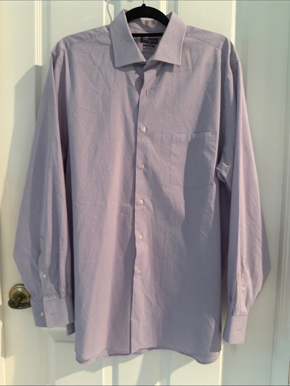 Men’s 17 Neck, Van Heusen Lavender Long Sleeve Dress Shirt with Spread Collar